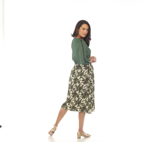 3/4 Sleeve Print Skirt Dress - DR1483